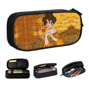 korėjiečių Gustavo Klimto stiliaus portretinis pieštukų dėklas berniukams Gilrs individualizuota simbolika Menas Didelės talpos rašiklio dėžutės krepšys Mokyklos aksesuarai