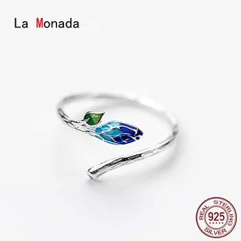 La Monada 53-58mm moteriškas žiedas 925 svarų sterlingų sidabro lapų enthic žiedai moterims 925 sidabrinė bauda Jewerly žieduose moteris keičiamo dydžio