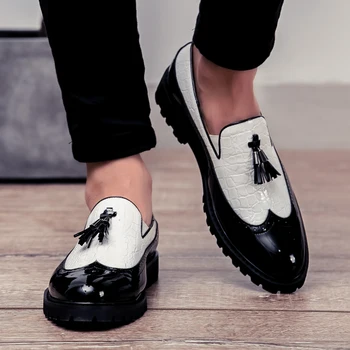 Loafers Vyriški kutai Natūralios odos batai Itališki aukščiausios klasės smailūs margumo kontrasto spalvos laisvalaikio mados odiniai batai