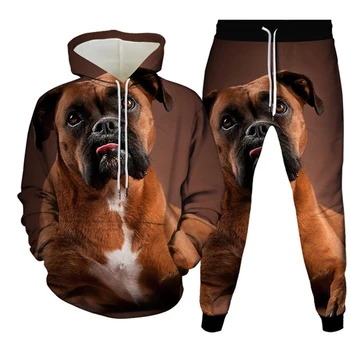 Lovely Animal Funny Dog 3D Print Vyriškų sportinių kostiumų komplektai Casual Hoodie And Pants 2vnt Rinkiniai Oversized Pullover Fashion Vyriški drabužiai