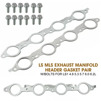 LS plieninės MLS išmetimo kolektoriaus kolektoriaus tarpinės su varžtais Cadillac LS1 LS3 LQ4 LM7 4.8 5.3 5.7 6.0 6.2 Automobilių dalys