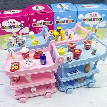 Lėlių namų dekoro žaislas 1:12 Lėlių namelis Vežimėlis Valgomasis Krepšelis su ratų laikymo lentyna Modelis Virtuvės baldų priedai