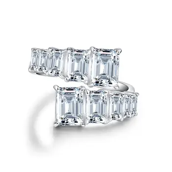 Madingas ir prabangus 925 sidabrinis žiedas vyrams ir moterims Reguliuojamas ins stiliaus kvadratinis deimantinis žiedas Atviras žiedas