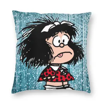 Mafalda In Shock Throw Pillow Cover Throw Pillow Quino Argentina Cartoon Awesome Cushion Cover