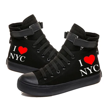 Man patinka NYC grafika Moterys Laisvalaikio batai Mada Nauji Aukšti Viršutiniai batai Studentai Harajuku sportbačiai Vyrai Minkšti batai Spausdinti Gatvės apranga