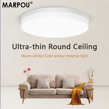 MARPOU apvali LED lubų lempa Itin plonas modernus šviestuvas Svetainė 48W 36W 24W 18W miegamojo vidaus namų dekoravimo šviestuvai