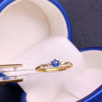 mažas išskirtinis natūralus mėlynas safyro žiedas moterims 925 sidabriniai papuošalai tikra natūrali safyro gimtadienio dovana auksinės spalvos išpardavimas
