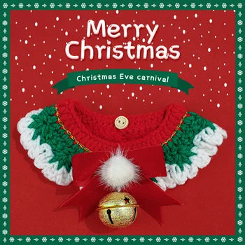 Megztas peteliškės kalėdinis seilinukas, naminių šunų drabužiai, katės šalikas, ragdoll dekoravimo seilinukas