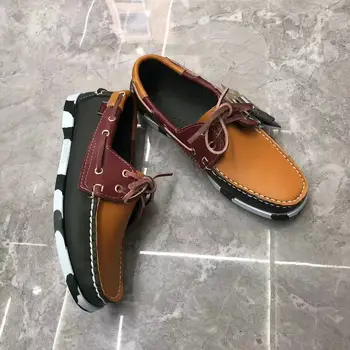 Men Authentic Sebago Docksides Batai - Aukščiausios kokybės odiniai Moc Toe Lace Up Boat Shoes Loafers AB227