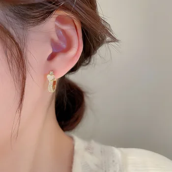 MENGJIQIAO Korėjietiški subtilūs cirkono širdies lankelio auskarai moterims Merginos Mada Aukso spalvos metalas Oorbellen papuošalų dovanos