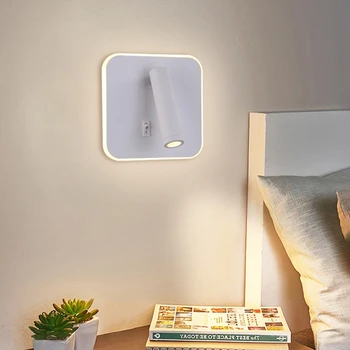 modernūs paprasti patalpų LED sieniniai šviestuvai europietiško stiliaus viešbučio lovos fonas sienų dekoras USB skaitymo lempa miegamojo naktiniai sieniniai žibintai