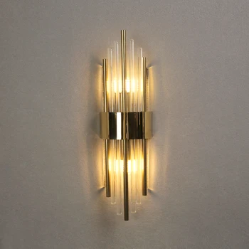 Nauja cilindrinė krištolo sieninė lempa šalia miegamojo lempos Svetainės fonas LED sieniniai šviestuvai Laiptų krištolo žibintai