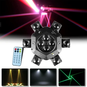 Naujas 10x10w RGBW 6 galvučių judantys lazeriniai strobų spindulių žibintai DMX nuotolinio valdymo scena Diskoteka DJ HomeParty Club apšvietimas Bičių akių efektas