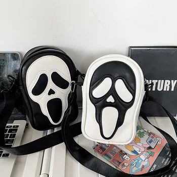Naujas gotikinis krepšys Juokingi neįprasti krepšiai Ghostfaced Anime pečių krepšys Vaiduoklis susidūrė su Y2k Piniginė Crossbody Halloween Mochila