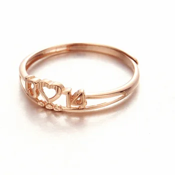 Naujiena 585 Violetinė paauksuota 14K rožinis auksas Romantiškas 1314 Širdies formos žiedai moterims Mados poros stilius Paprasti papuošalai