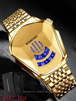 New Arrival Watch Vyrų neperšlampamas kūrybinis rankinis laikrodis vyriškam laikrodžiui Vyriškas laikrodis Relgio Masculino Auksinis nerūdijančio plieno rankinis laikrodis
