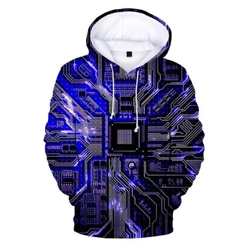 New Electronic Chip 3D Printed Vyriški džemperiai su gobtuvais Unisex džemperiai su gobtuvu Juokingi sportiniai kostiumai Vyrai Moterys Hip Hop Fashion Casual Hoodie