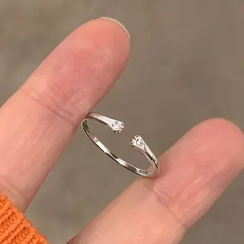 New Fashion Real 925 sterlingų sidabriniai žiedai moterims Pirštų smulkūs papuošalai Krištolas Mielas katės nagas Moters žiedas S925 Aksesuarai