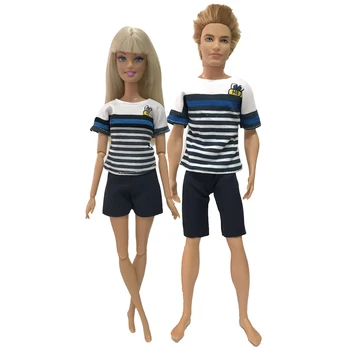 NK 2 vnt /Set Daily Couple Dress Casual Clothes for Barbie Doll Accessories Boy Girl Couple Birthday Gift for 1/6 Doll Toy