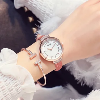 NO.2 KEZZI Brand Luxury Crystal Quartz Watches Fashion Fine Inrust Rhinestone Dial Leather Strap Ladies Dess Watch relogio