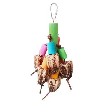 Paukščių kramtomieji žaislai Smulkinimas Medžio masyvo kramtomieji žaislai papūgai Pakabinamas daugiasluoksnis daugiafunkcinis žaislas su metaliniu kabliuku papūgoms