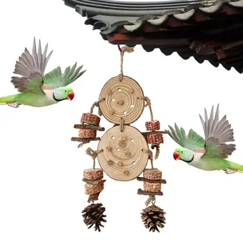 Paukščių pašarų žaislai Natūralūs kramtomieji žaislai Kankorėžių dekoras Natūralus medinis snapas Galandimas Daugiasluoksnis dizainas Caique Mini macaws