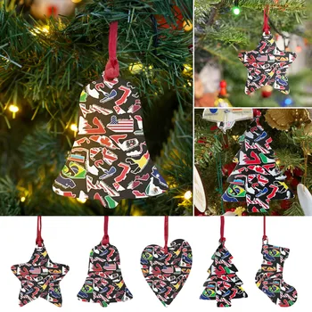 Personalizuotas ornamentas Kalėdų eglutė F1 namų lenktynės, F1 akriliniai kalėdiniai papuošalai, lenktynių trasa F1 lenktyninio automobilio formos ornamentas