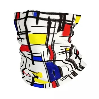 Piet Mondrian Minimalistas De Stijl Bandana Kaklas šiltesnis Moterys Vyrai Žiemos žygiai Slidinėjimo šalikas Gaiter Modernus menas Veido viršelis