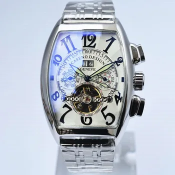 Populiariausias prabangos prekės ženklo vyriškas automatinis mechaninis rankinis laikrodis Kalendorius Šviečiantis vandeniui atsparus nerūdijančio plieno tonažo skeleto laikrodis CASENO