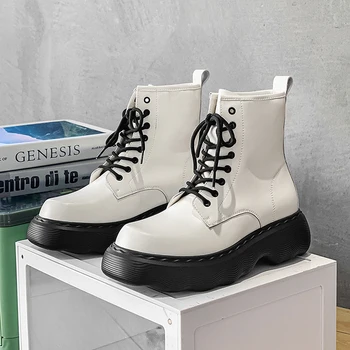 Prekės ženklo dizainas Unisex platforma Stambus kulnas Vyras Kulkšnies batai Storas kulnas Vyrų ūgis Didėjantys bateliai Ruduo Žieminiai koviniai batai