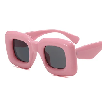 Pripučiami kvadratiniai akiniai nuo saulės Moteris Prekės ženklo dizainerė Mada Akiniai nuo saulės Moteriški didelio rėmelio atspalviai Saldainių spalvos Oculos De Sol
