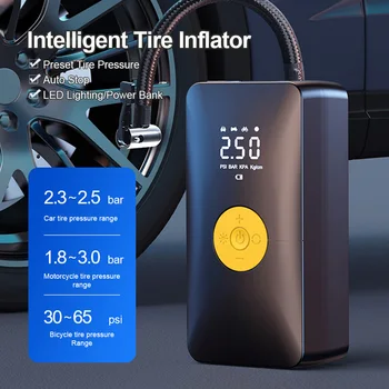 Produktyvus automobilio oro siurblys Universalus 12V oro kompresorius Automobilių padangų pripūtimo įtaisas su LED skaitmeniniu ekranu motociklo dviračio rutuliui