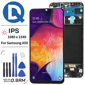 QD 6,5 colio LCD ekranas Samsung A50 AMOLED / OLED / TFT, ekrano jutiklinio ekrano skaitmeninimo priemonės pakeitimo kokybė SM-A505F ekranui