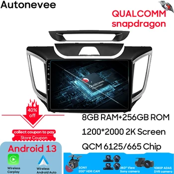 Qualcomm For Hyundai Creta IX25 2015 - 2019 Android Car Radio Multimedia Video Player GPS Navigation Carplay Galinė kamera 5G Wifi