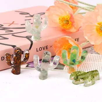 Rankų darbo stiklo kaktuso figūrėlės Papuošalai Darbastalio amatų puošmena Miniatiūrinė augalų dovana namų dekoravimui Lėlių namelio aksesuarai