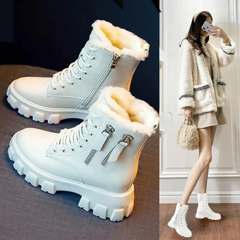 Rimocy Pu odiniai platforminiai aulinukai Moteriški suvarstomi užtrauktukai Sustorėję pliušiniai sniego batai Moteris Žieminiai neslystantys šilti medvilniniai batai