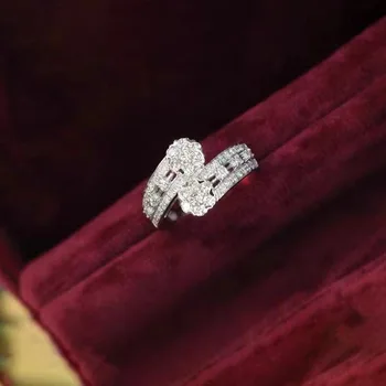 Romantiška gėlė Tikra 925 sidabrinė imituota sužadėtuvių su deimantais vestuviniai žiedai moterims Papuošalų juostos žiedas Mielos merginos dovana