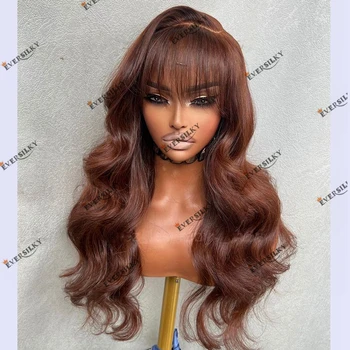 Rudi žmogaus plaukai 13x6 nėriniuotas priekinis perukas su kirpčiukais juodaodėms moterims Žmogaus plaukų kūno banga Remy Indijos 5X5 nėrinių uždarymo perukas