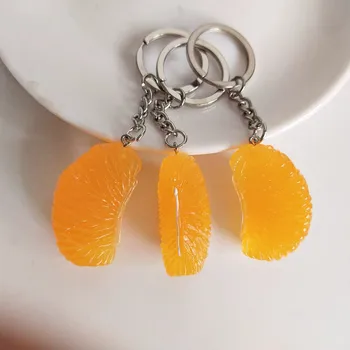 Simuliacinė derva oranžinės spalvos raktų pakabukas maisto ir vaisių raktų pakabukas didmeninė prekyba