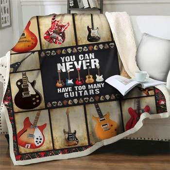 Spalvinga gitarų serija 3D antklodės antklodės Flanelės pliušinės mėtomos antklodės Namų patalynė Kušetė Personalizuotos minkštos šiltos lovatiesės