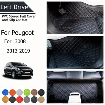 TEGART 【LHD】Peugeot for 3008 2013-2019 trijų sluoksnių PVC stereo pilnas dangtelis neslystantis automobilio kilimėlis automobilių grindų kilimėliai automobilių aksesuarai