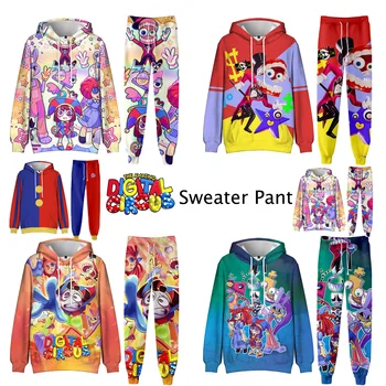The Amazing Digital Circus Kids Sweatshirts Pants Suits Anime Clothes Autumn Winter Warm Hoodie 3D Print Athletic Long Tops