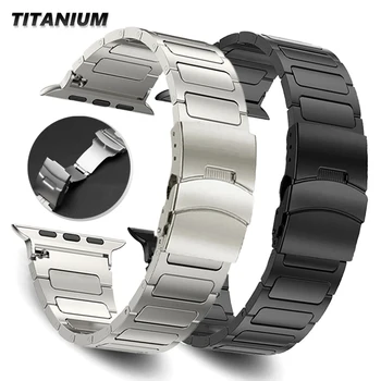 Titano juosta, skirta Apple Watch Series 9 8 7 Ultra 2 49mm 45mm 41mm 44mm 42mm dirželis iWatch ultra 6 se 5 4 3 40mm kilpinė apyrankė