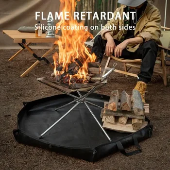 Ugnies duobė ugniai atsparus kilimėlis šešiakampis sulankstomas malkų krepšys 