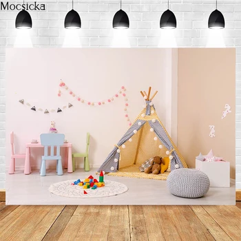 Vaikų žaislų kambarys Fotografija Fonas Palapinės statybiniai blokai Dekoravimas Kūdikio dušas Menas Portretinė nuotrauka Fono reklamjuostė