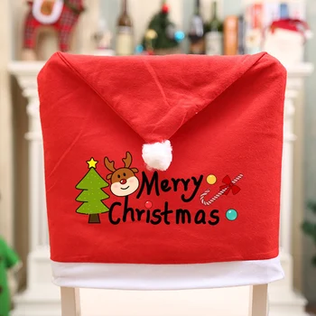 Valgomojo kėdės dangtis Kalėdinės kėdės dangtelis Raudonas Kalėdų senelio skrybėlės kėdės dangtelis Naujųjų metų linksmam kalėdiniam vakarėliui Namų virtuvės dekoras