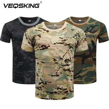 VEQKING Vyrų taktiniai sportiniai marškinėliai Karinė armija trumpomis rankovėmis Medžioklė lauke Populiariausi žygiai Bėgimas Bėgimas Treniruotės Sportinė apranga