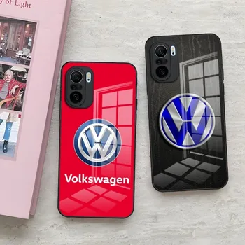 Volkswagens automobilio logotipo telefono dėklas Xiaomi Redmi pastaba 13 10 10T 11i 11T 11 9 8 11S Poco M4 F3 X3 Pro grūdinto stiklo dangtelis