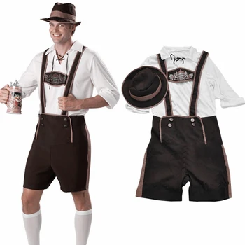 Vyrai Berniukas Bavarijos odiniai šortai Vokiški Oktoberfest Rave vakarėlio uniformos komplektas Alus Vaikino kostiuminis kombinezonas Kelnės Cospaly Vyriški drabužiai