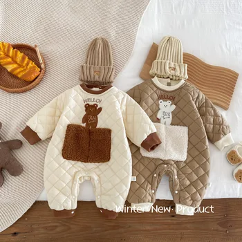 Winter Thicken Baby Romper Medvilninis kombinezonas Korėjietiškas pliušinis mielas lokys Kūdikių smėlinukai Ropojimo kostiumas Kūdikių drabužiai mergaitėms Berniukai